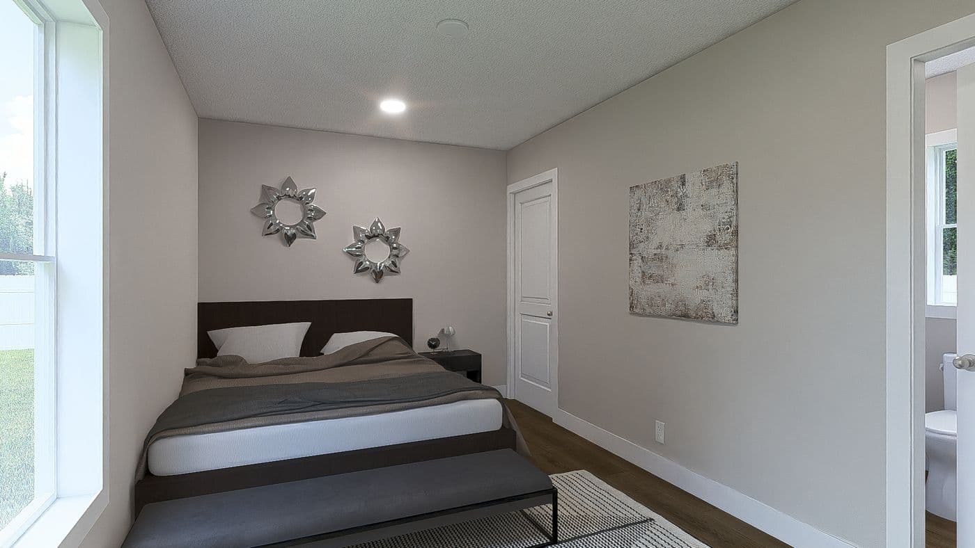 The YESTERDAY Guest Bedroom. This Manufactured Mobile Home features 1 bedroom and 1 bath.