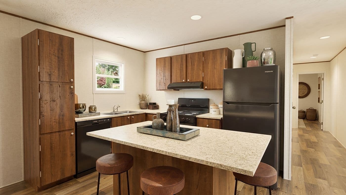 The ASPEN Kitchen. This Manufactured Mobile Home features 3 bedrooms and 2 baths.