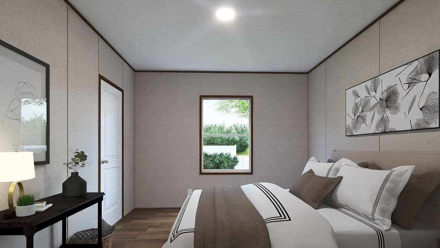 The REDWOOD Bedroom. This Manufactured Mobile Home features 5 bedrooms and 3 baths.