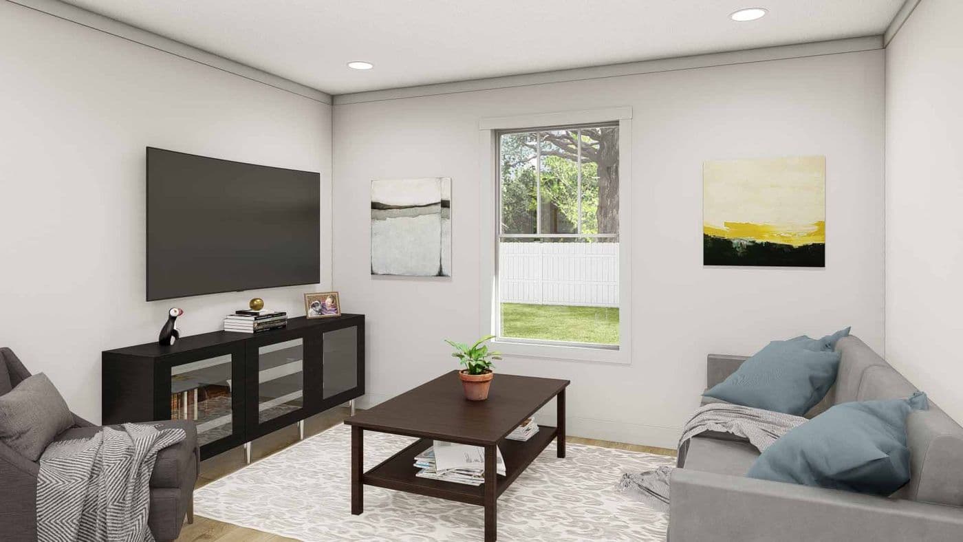 The IMAGINE Living Room. This Manufactured Mobile Home features 1 bedroom and 1 bath.