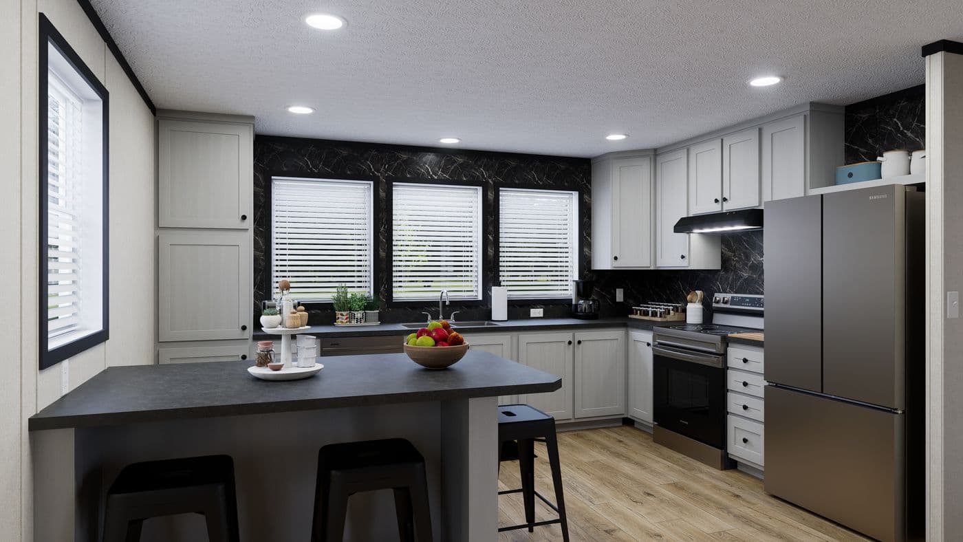 The 7616-CC03 HARBORVIEW 76 Kitchen. This Manufactured Mobile Home features 3 bedrooms and 2 baths.