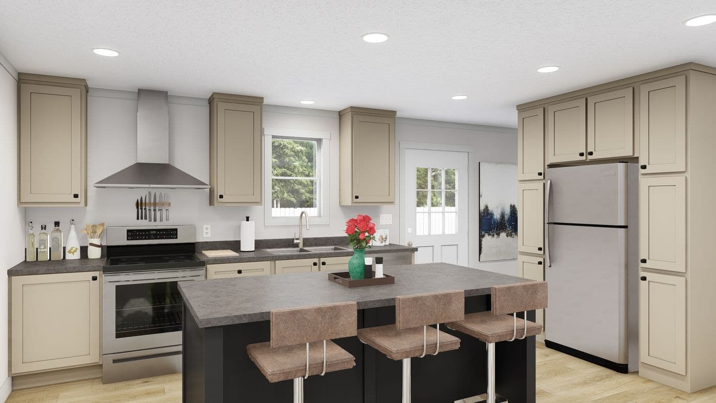 The HEY JUDE 7228-52-1 Kitchen. This Manufactured Mobile Home features 5 bedrooms and 2 baths.