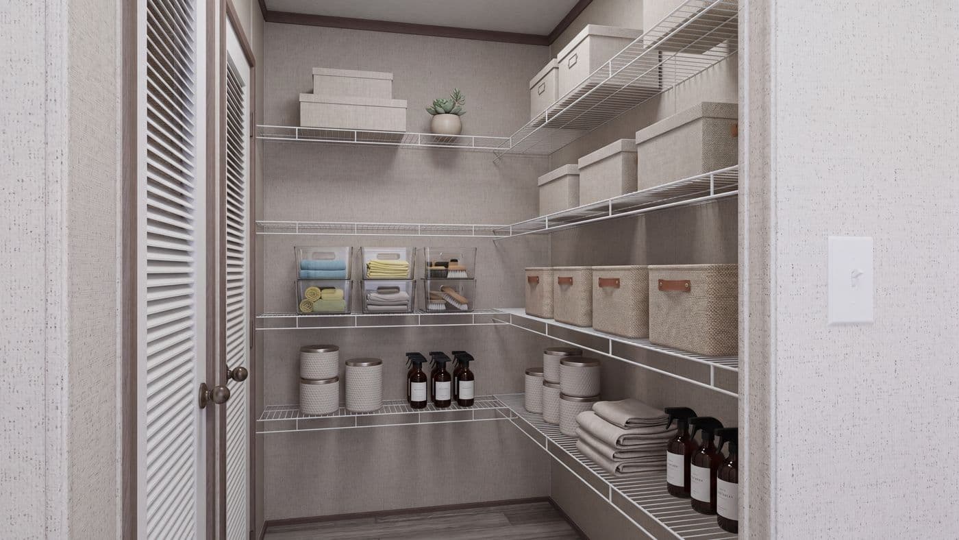 The THE MOUNTAINEER 60 Storage. This Manufactured Mobile Home features 3 bedrooms and 2 baths.