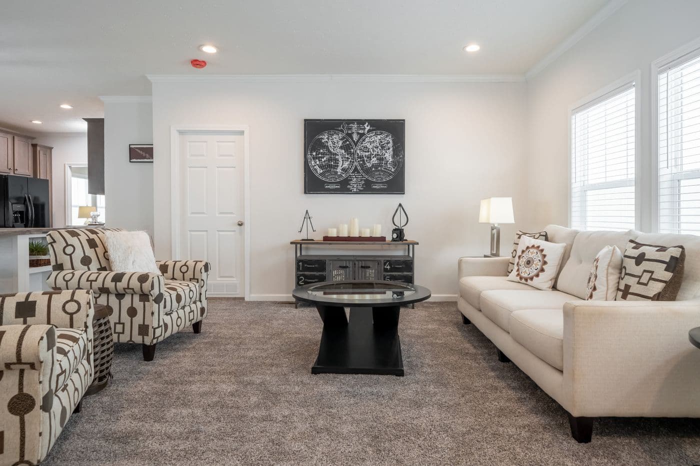 The 4872 ENTERPRISE 32X76 MODULAR Living Room. This Modular Home features 4 bedrooms and 2 baths.