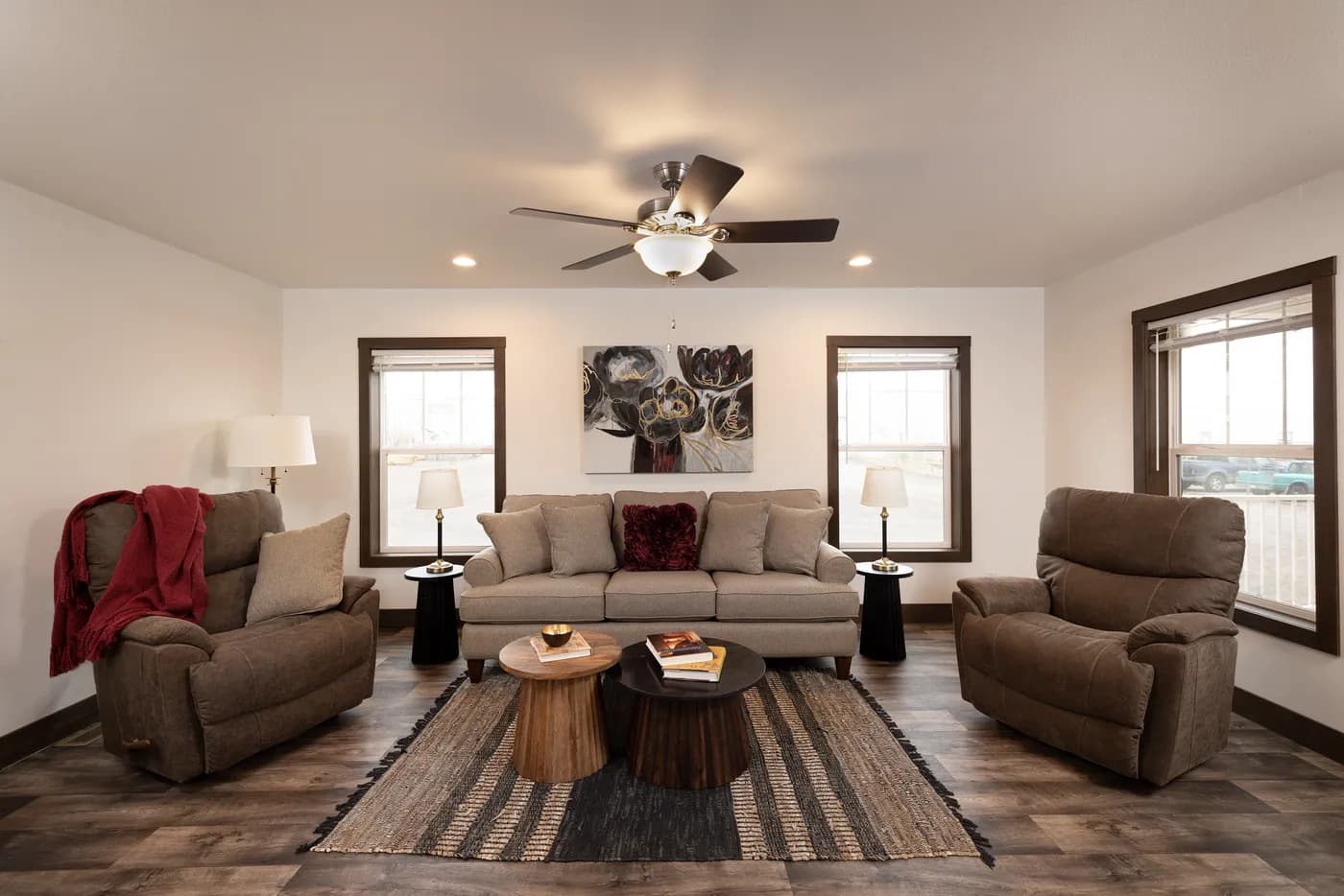 The RAMSEY 75 Living Room. This Manufactured Mobile Home features 4 bedrooms and 2 baths.