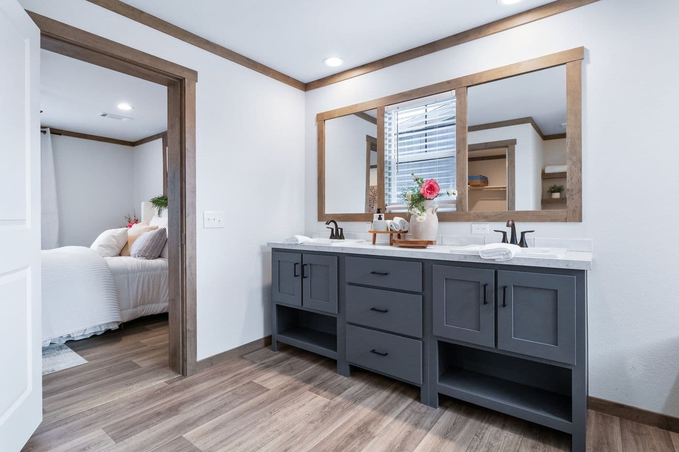The FARM 3 FLEX Primary Bathroom. This Manufactured Mobile Home features 3 bedrooms and 2 baths.