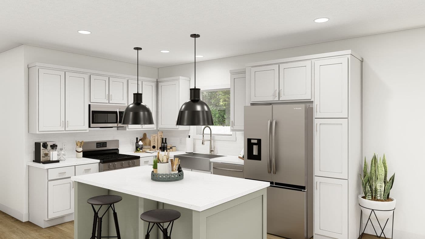The HRR 2856-3E          LIGHTFOOT Kitchen. This Manufactured Mobile Home features 3 bedrooms and 2 baths.