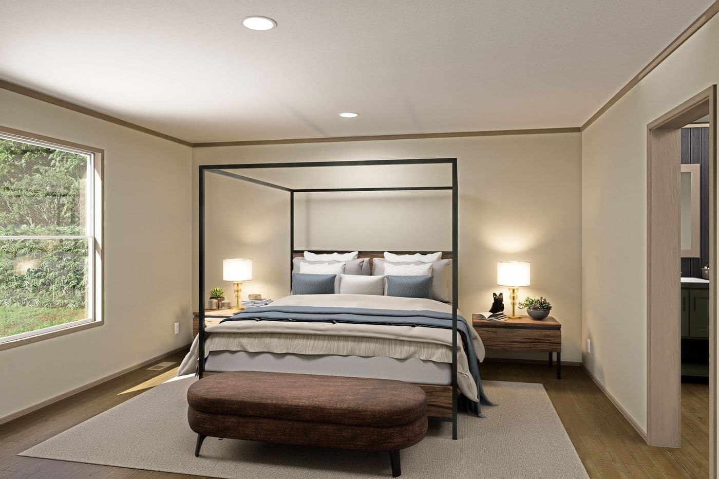 The SUMMIT Primary Bedroom. This Manufactured Mobile Home features 4 bedrooms and 3 baths.