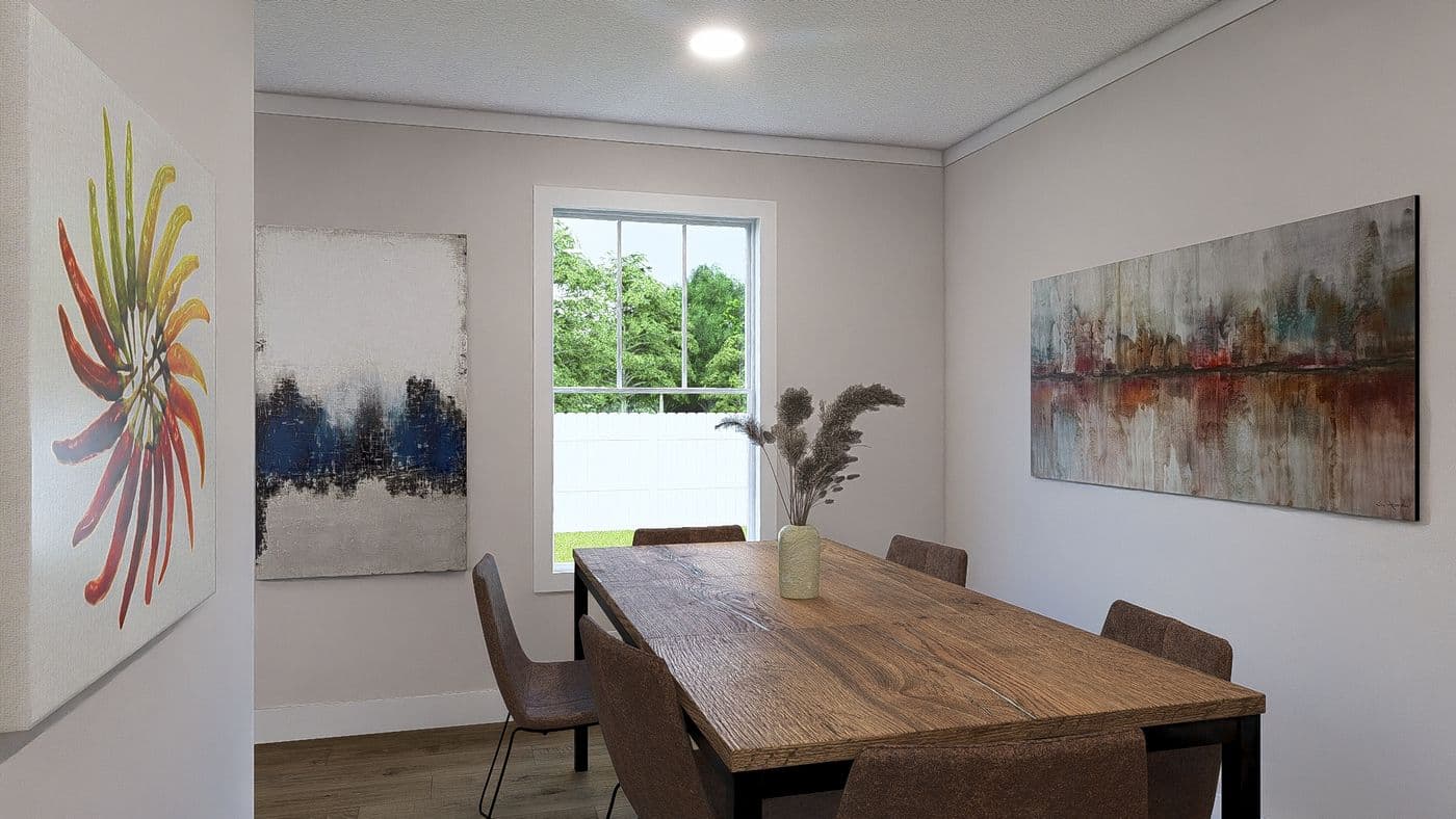 The HEY JUDE Dining Room. This Manufactured Mobile Home features 4 bedrooms and 2 baths.