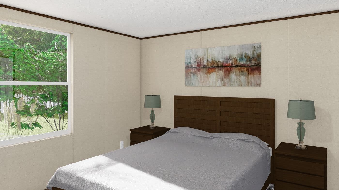 The BLISS Primary Bedroom. This Manufactured Mobile Home features 2 bedrooms and 1 bath.