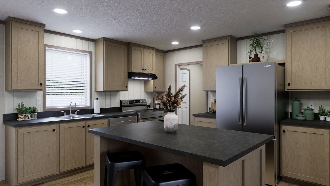 The 5228-CC51 PILLAR 52 Kitchen. This Manufactured Mobile Home features 3 bedrooms and 2 baths.