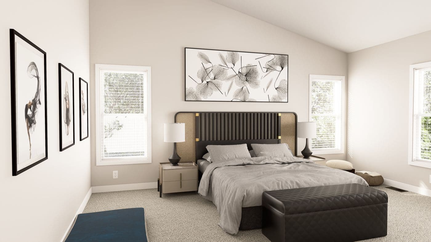 The ING602K GENERAL SHERMAN     GW Primary Bedroom. This Manufactured Mobile Home features 3 bedrooms and 2 baths.