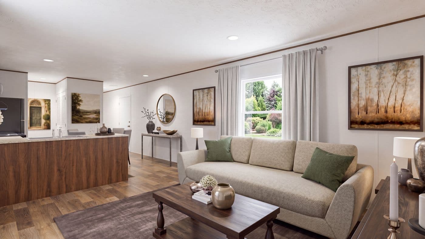 The ELM Foyer. This Manufactured Mobile Home features 2 bedrooms and 1 bath.