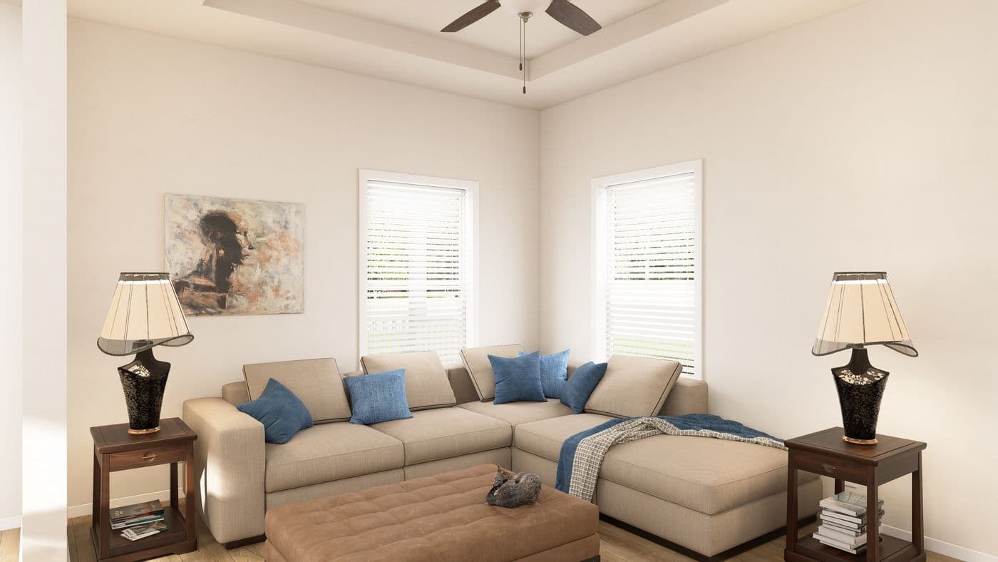The ING362A MYRTLE              GW Living Room. This Manufactured Mobile Home features 2 bedrooms and 2 baths.