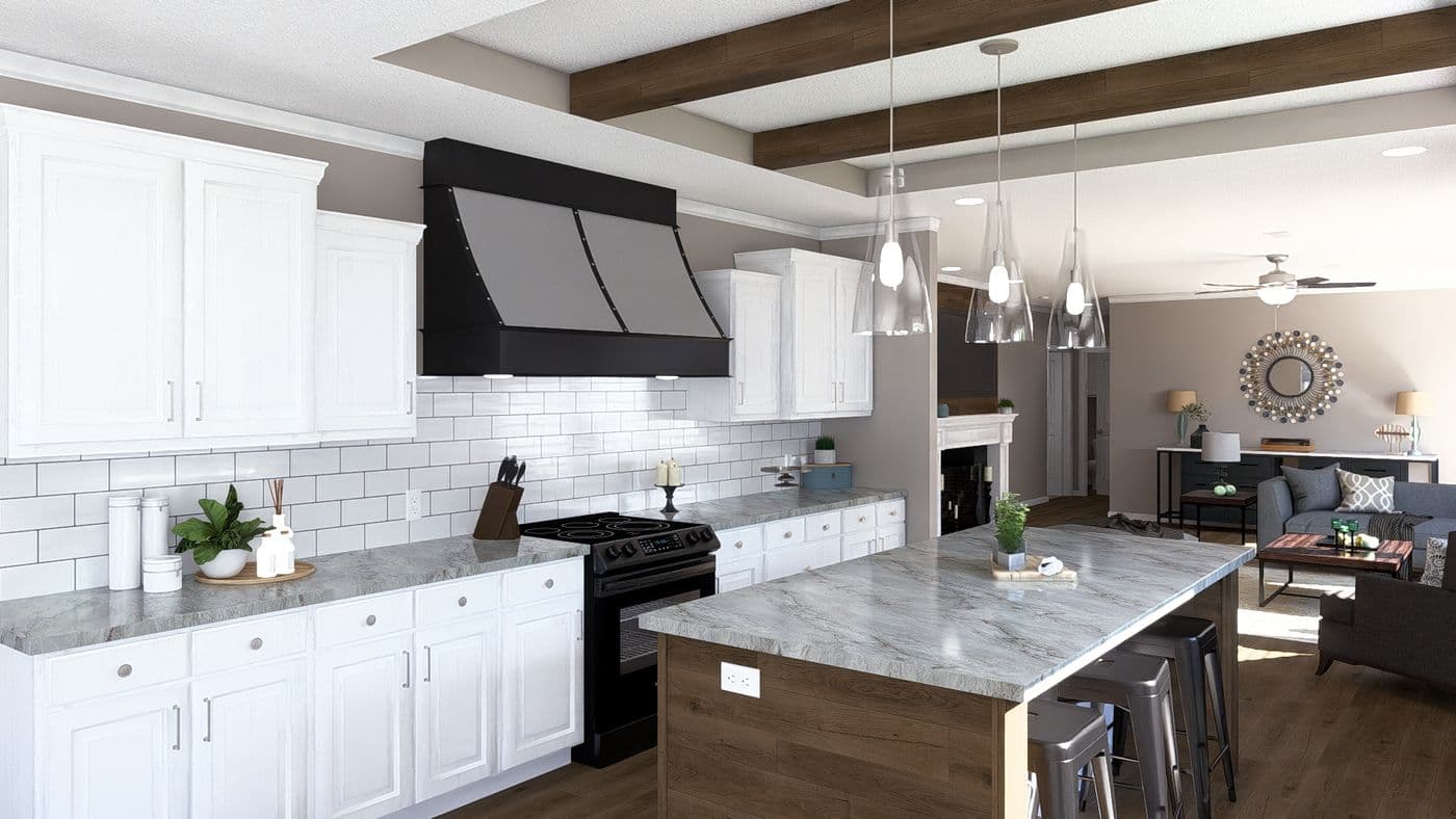 The THE ABIGAIL II Kitchen. This Manufactured Mobile Home features 3 bedrooms and 2 baths.