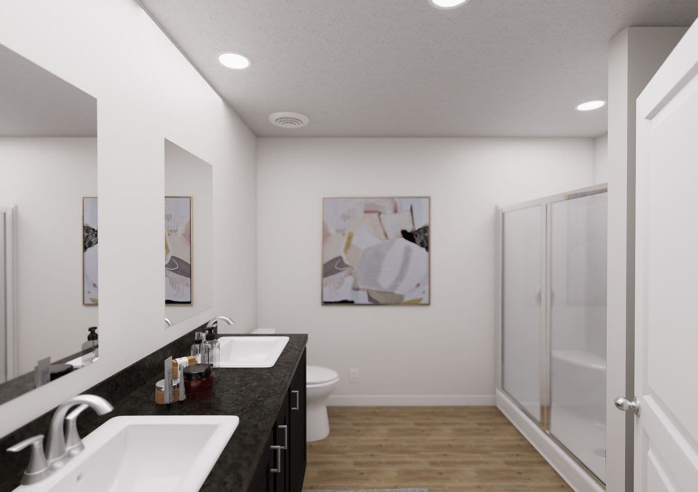 The 5037 IMAGINE Primary Bathroom. This Manufactured Mobile Home features 3 bedrooms and 2 baths.