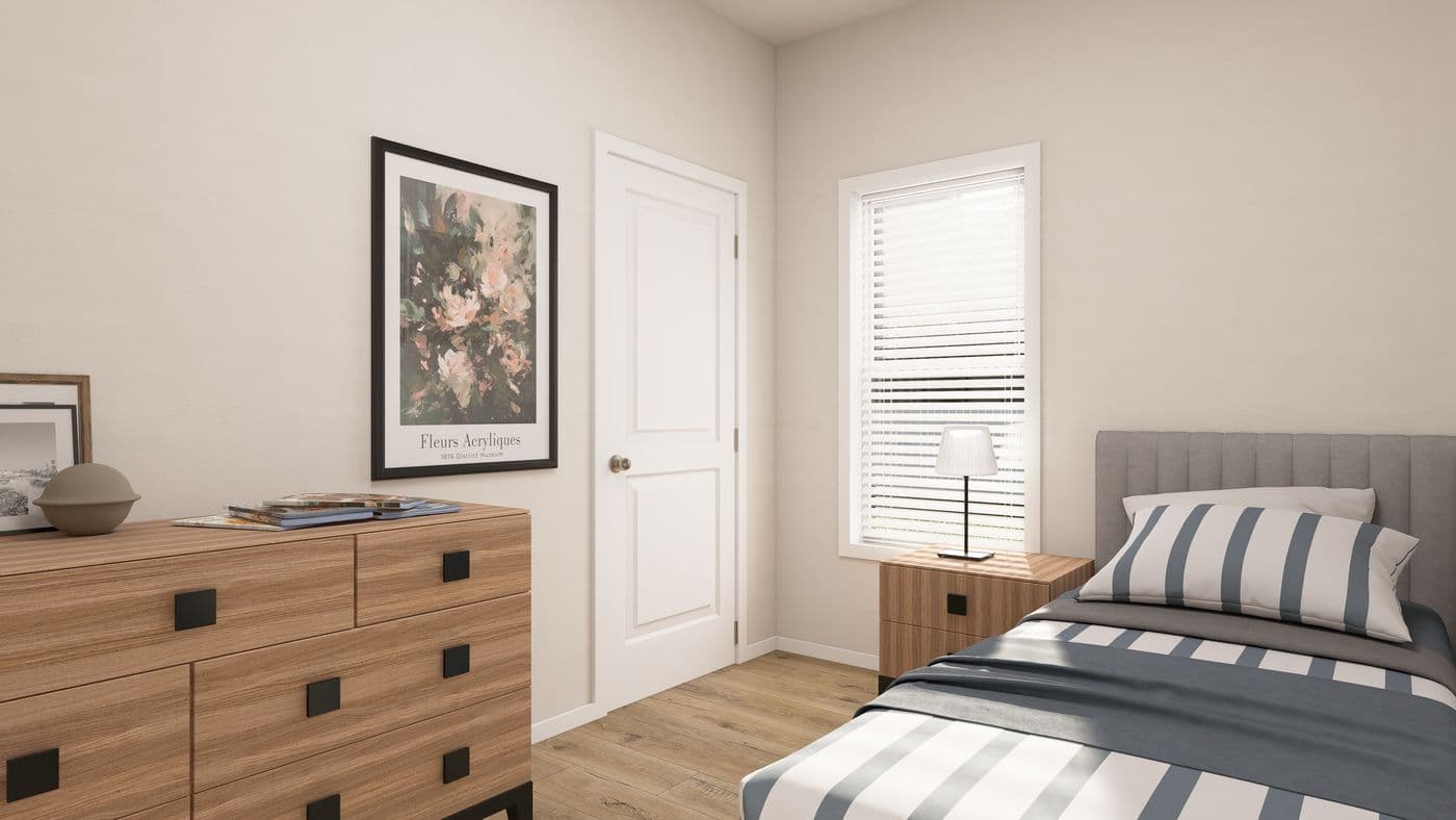 The ING362A MYRTLE              GW Bedroom. This Manufactured Mobile Home features 2 bedrooms and 2 baths.