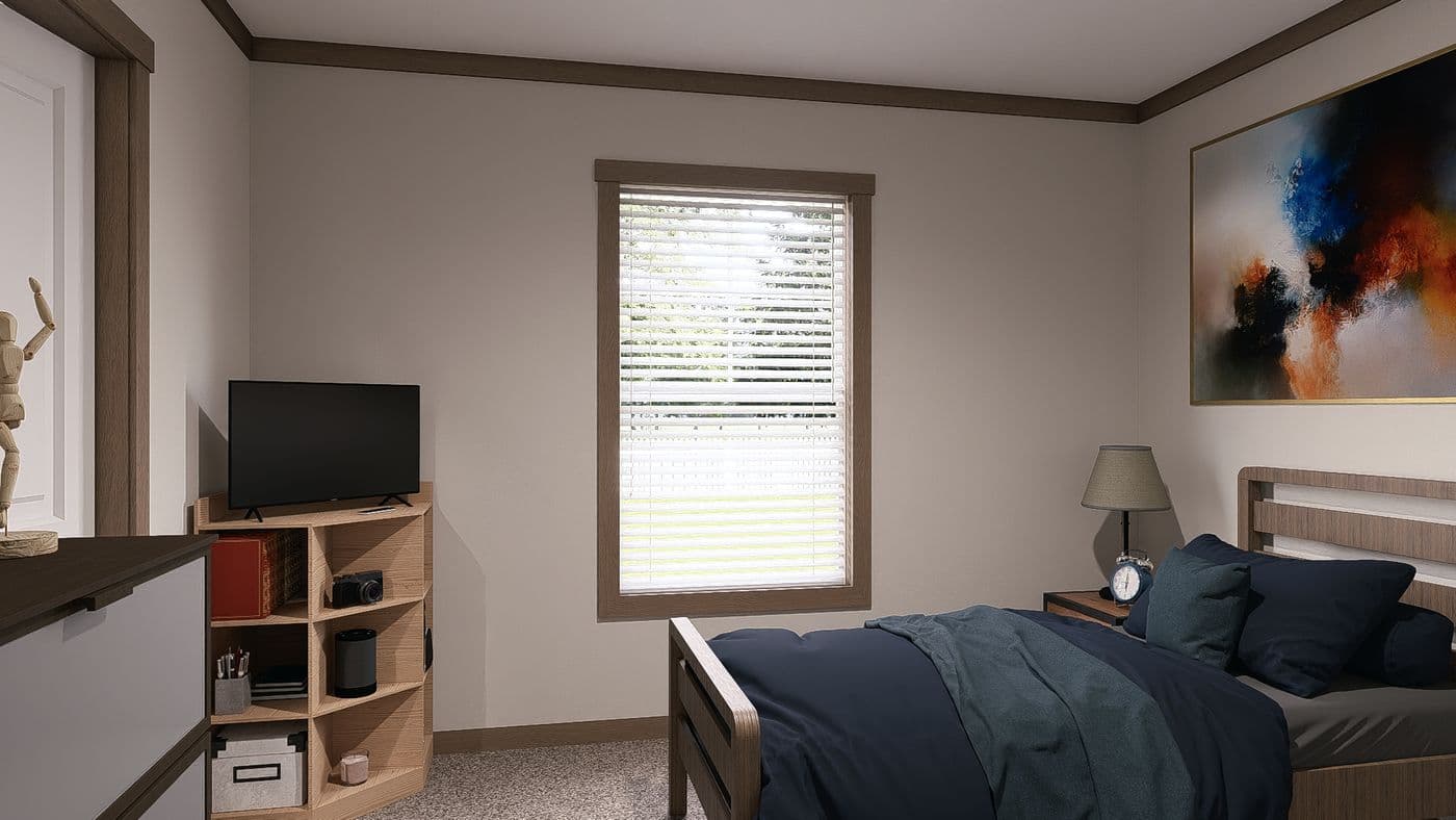 The THE EVERETT Guest Bedroom. This Manufactured Mobile Home features 4 bedrooms and 3 baths.