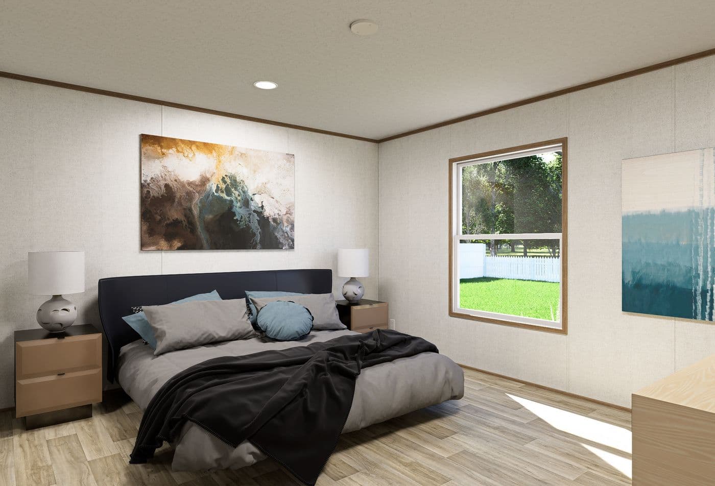 The ELEMENT Primary Bedroom. This Manufactured Mobile Home features 3 bedrooms and 2 baths.