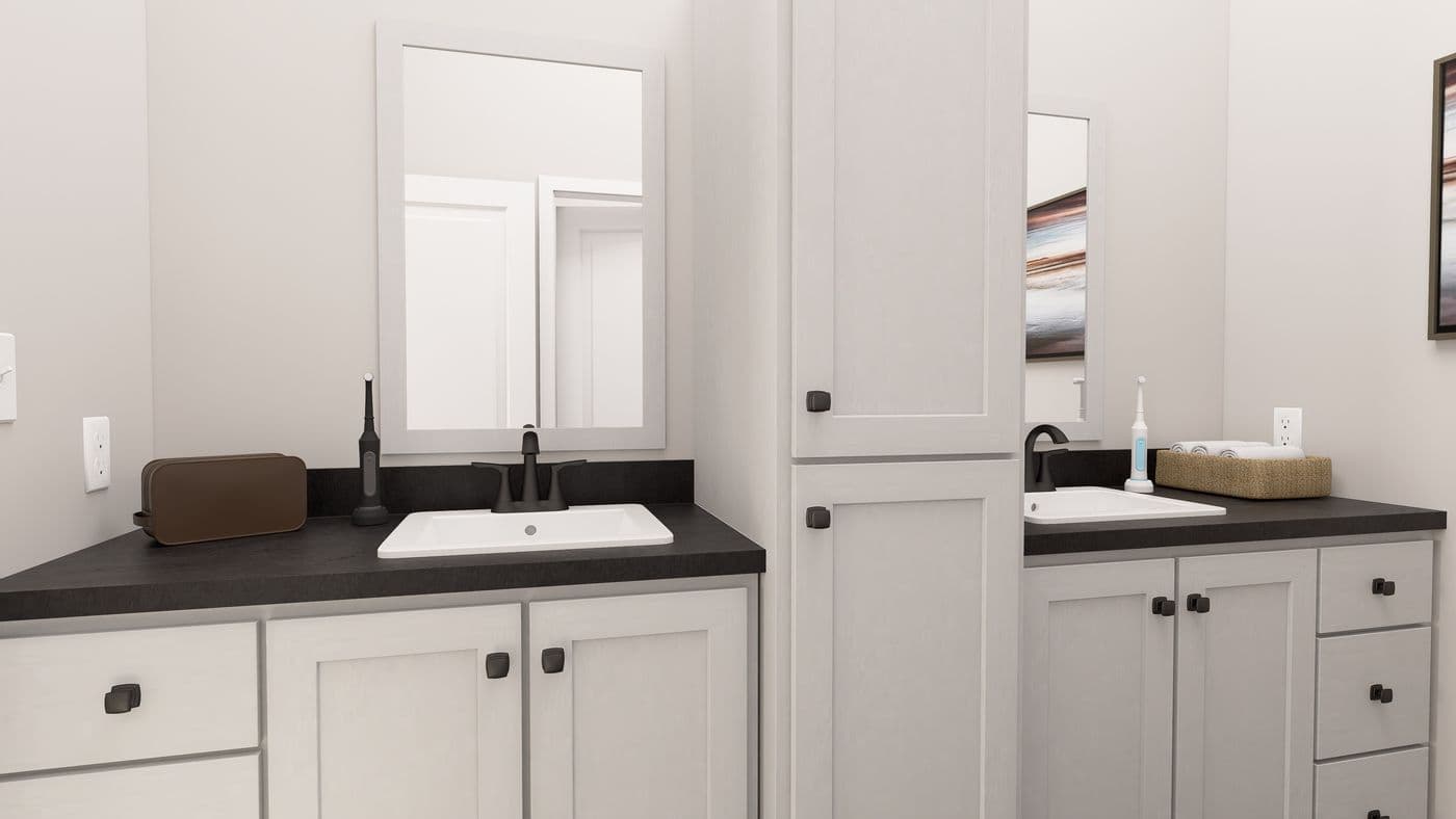 The ING602K GENERAL SHERMAN     GW Guest Bathroom. This Manufactured Mobile Home features 3 bedrooms and 2 baths.