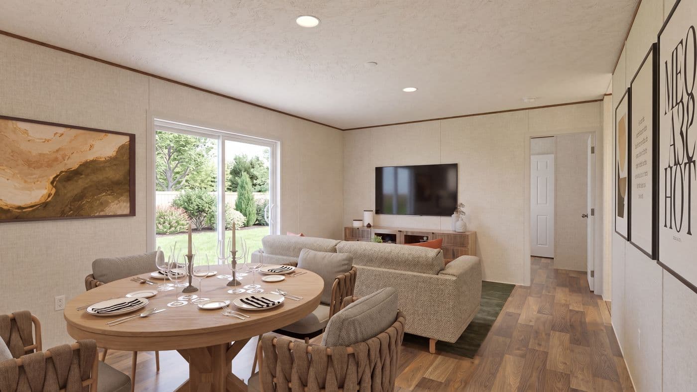 The OAK Dining Area. This Manufactured Mobile Home features 4 bedrooms and 2 baths.