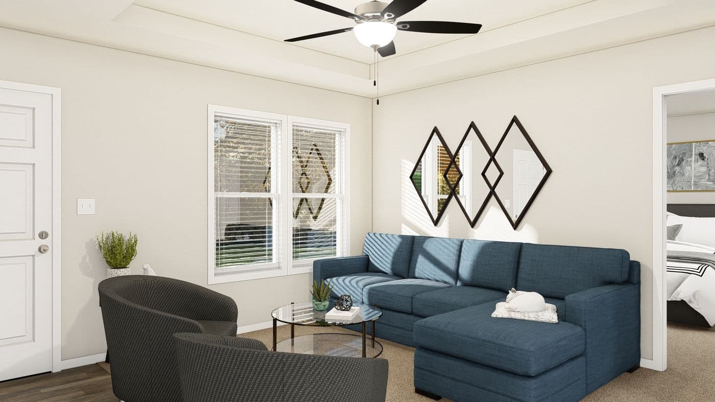 The ING521F NOBLE               GW Living Room. This Manufactured Mobile Home features 3 bedrooms and 2 baths.