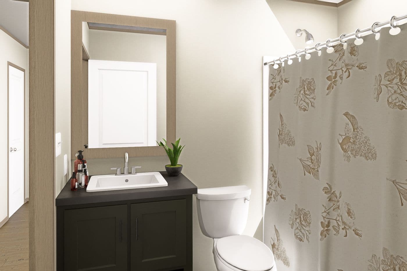 The MARINER Guest Bathroom. This Manufactured Mobile Home features 3 bedrooms and 2 baths.