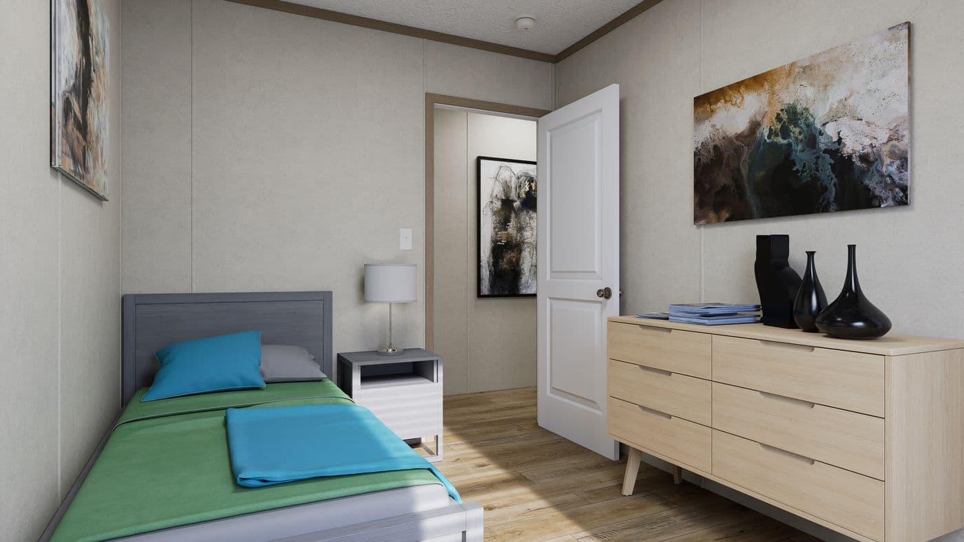 The 7216-CC03 HARBORVIEW 72 Guest Bedroom. This Manufactured Mobile Home features 3 bedrooms and 2 baths.