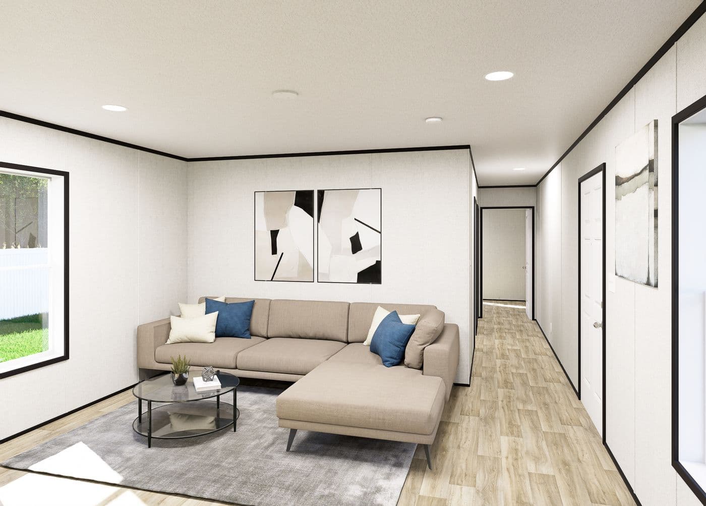 The HORIZON NORTHSTAR 16763A Living Room. This Manufactured Mobile Home features 3 bedrooms and 2 baths.