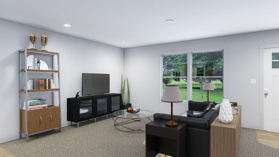 The LET IT BE Living Room. This Manufactured Mobile Home features 3 bedrooms and 2 baths.