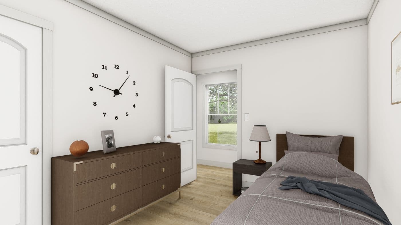 The SOLSBURY HILL Guest Bedroom. This Manufactured Mobile Home features 3 bedrooms and 2 baths.