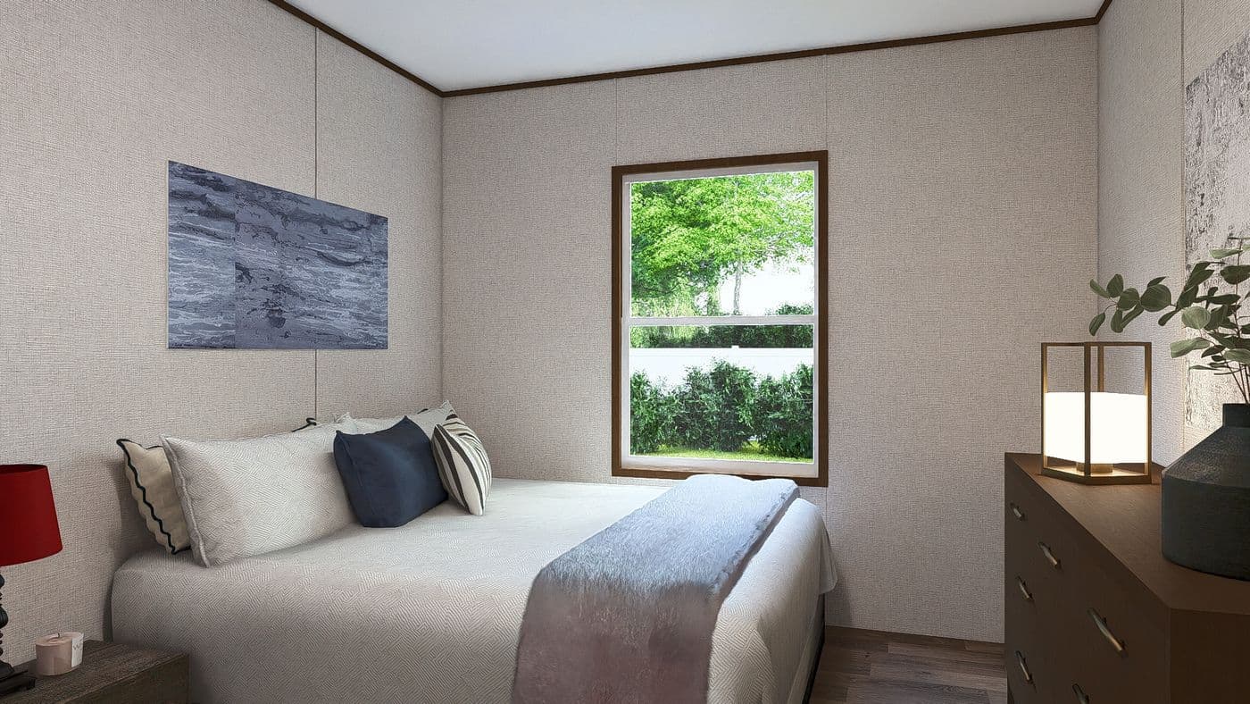 The CEDAR Bedroom. This Manufactured Mobile Home features 3 bedrooms and 2 baths.