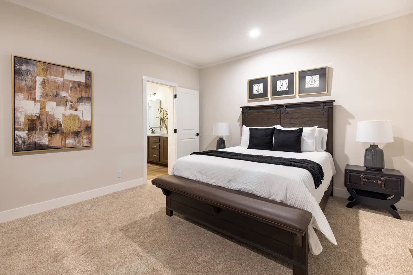 The SAVOR Primary Bedroom. This Manufactured Mobile Home features 3 bedrooms and 2 baths.