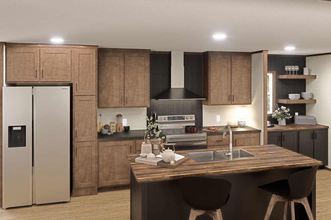 The EXPLORER Kitchen. This Manufactured Mobile Home features 3 bedrooms and 2 baths.