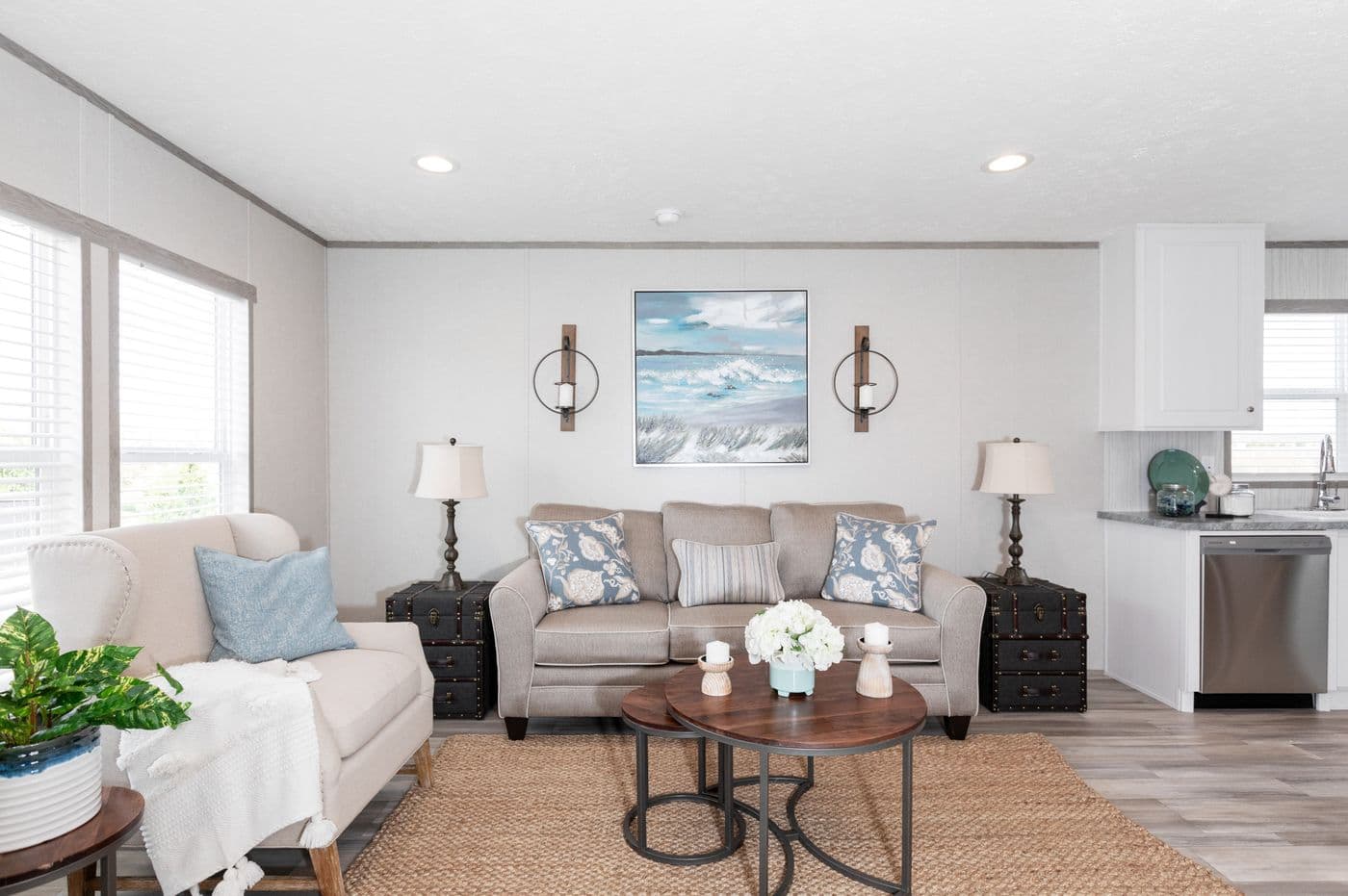 The BLAZER 76 F Living Room. This Manufactured Mobile Home features 3 bedrooms and 2 baths.