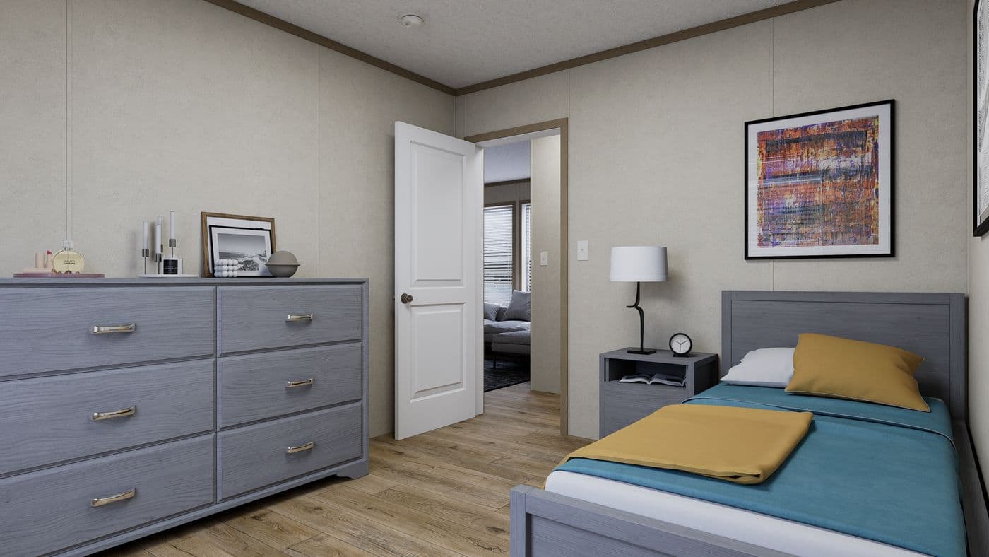 The 4824-CC54 OAKSTEAD 48 Guest Bedroom. This Manufactured Mobile Home features 3 bedrooms and 2 baths.