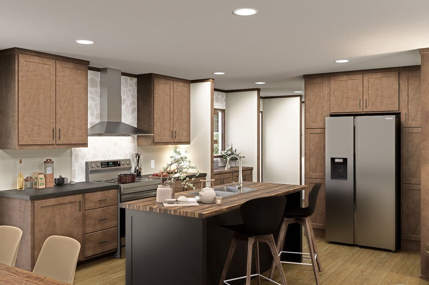 The SNOWCAP Kitchen. This Manufactured Mobile Home features 4 bedrooms and 2.5 baths.