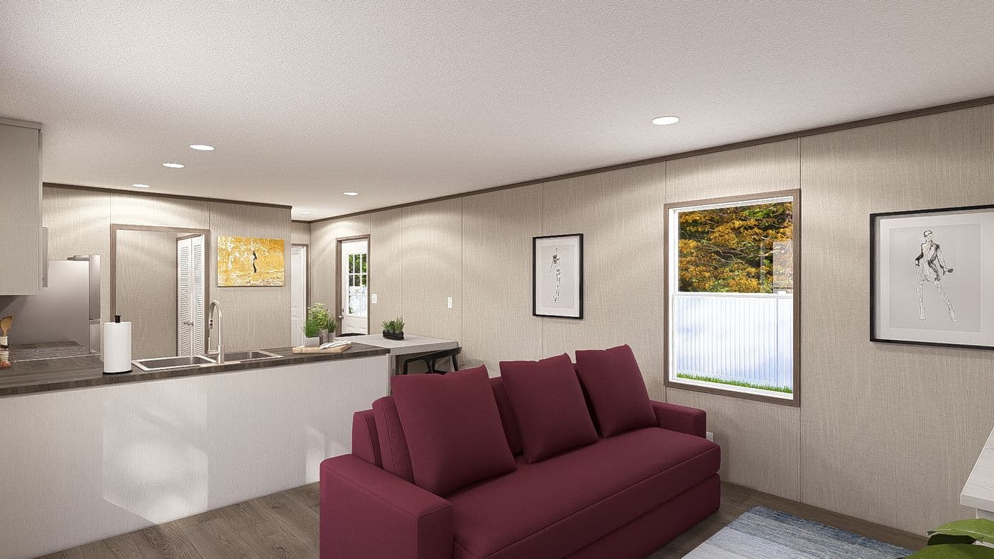 The LEGEND 14X66 Living Room. This Manufactured Mobile Home features 3 bedrooms and 2 baths.