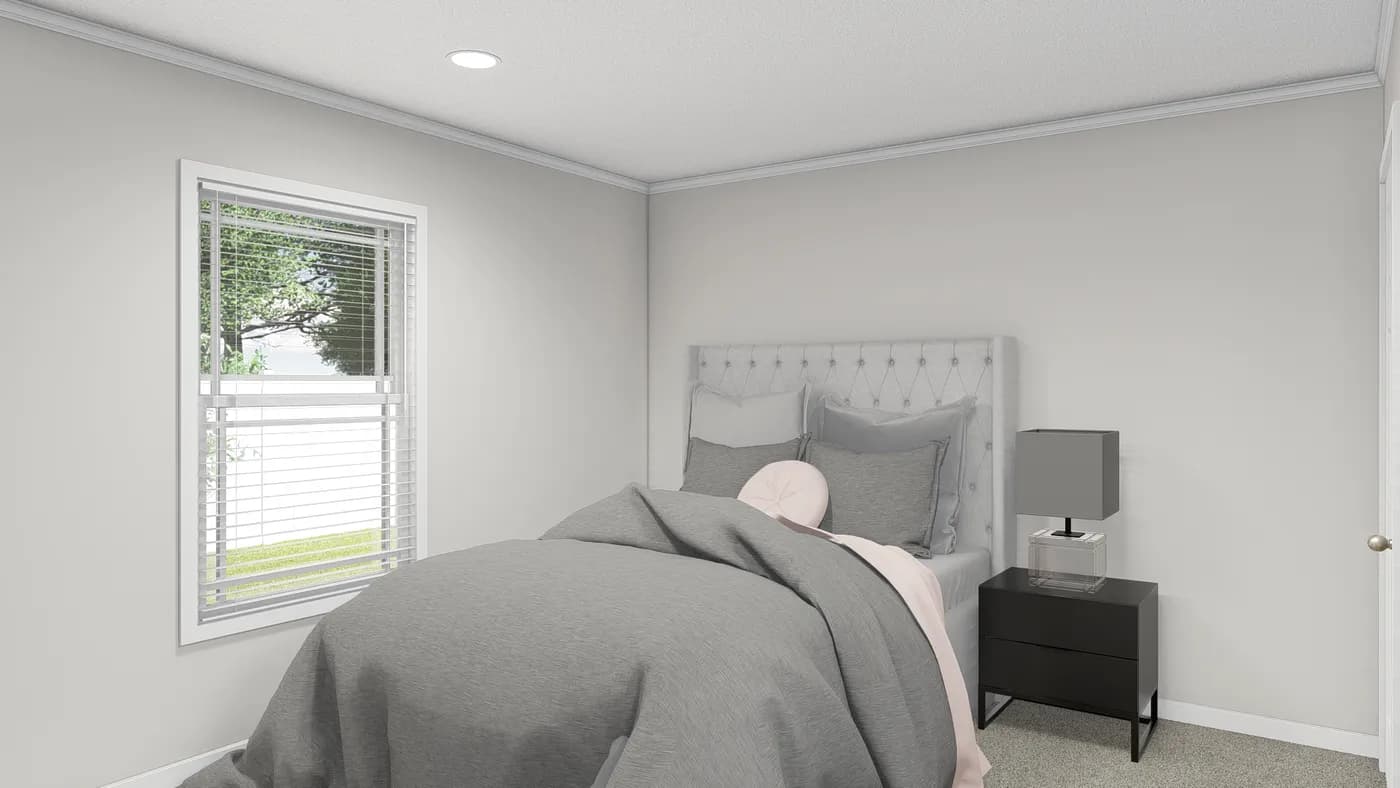 The HAWTHORNE Bedroom. This Manufactured Mobile Home features 3 bedrooms and 2 baths.
