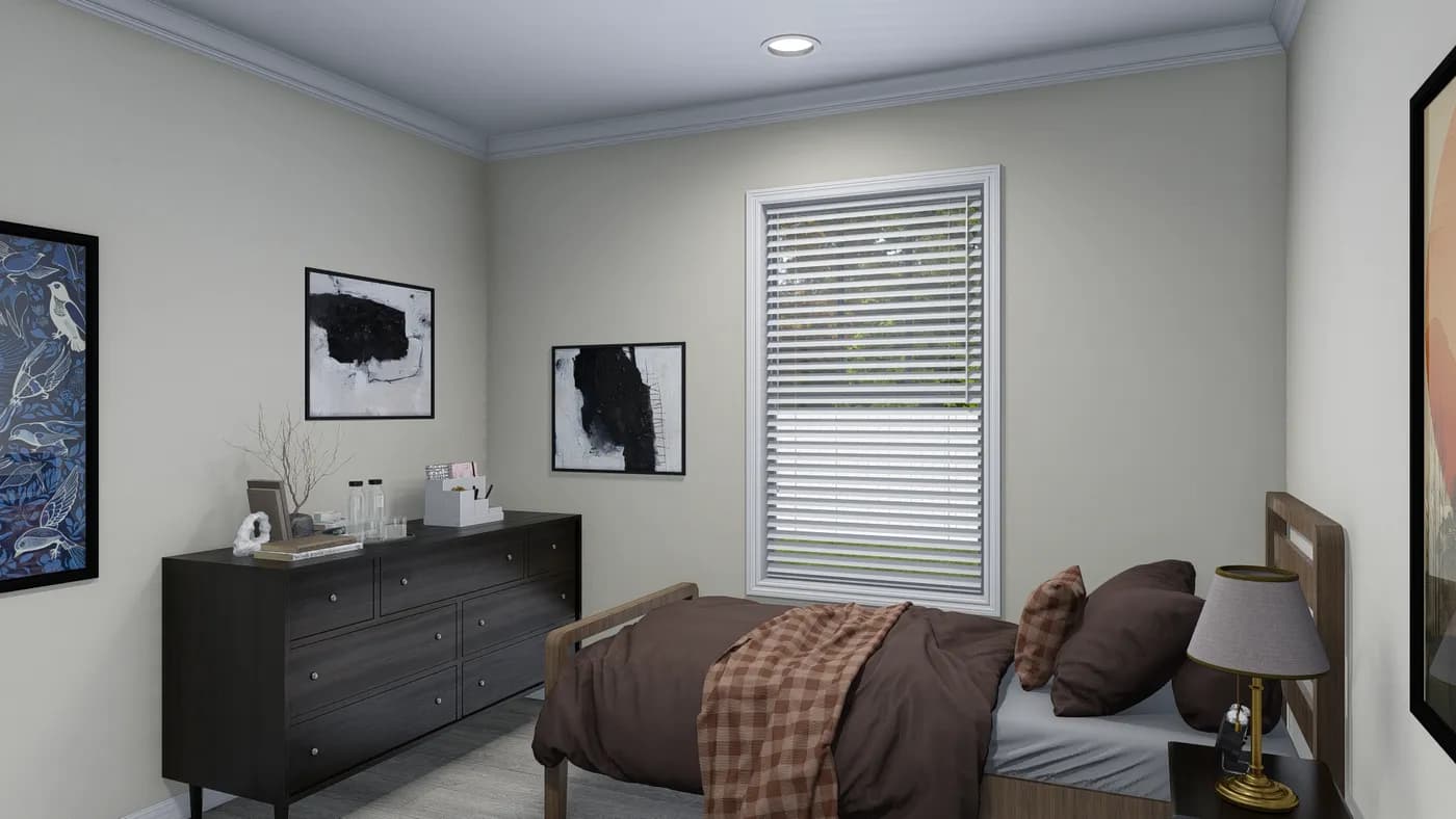 The 5404 "FONTANA" 7616 Bedroom. This Manufactured Mobile Home features 3 bedrooms and 2 baths.