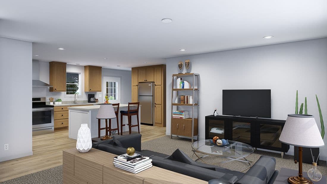 The LET IT BE Living Room. This Manufactured Mobile Home features 3 bedrooms and 2 baths.