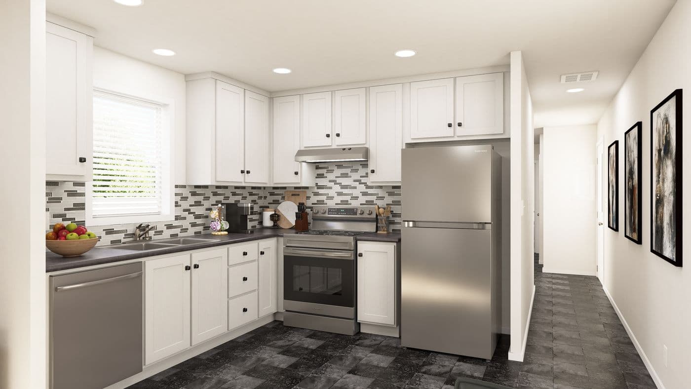 The DRM521M 52'              DREAM Kitchen. This Manufactured Mobile Home features 2 bedrooms and 1 bath.