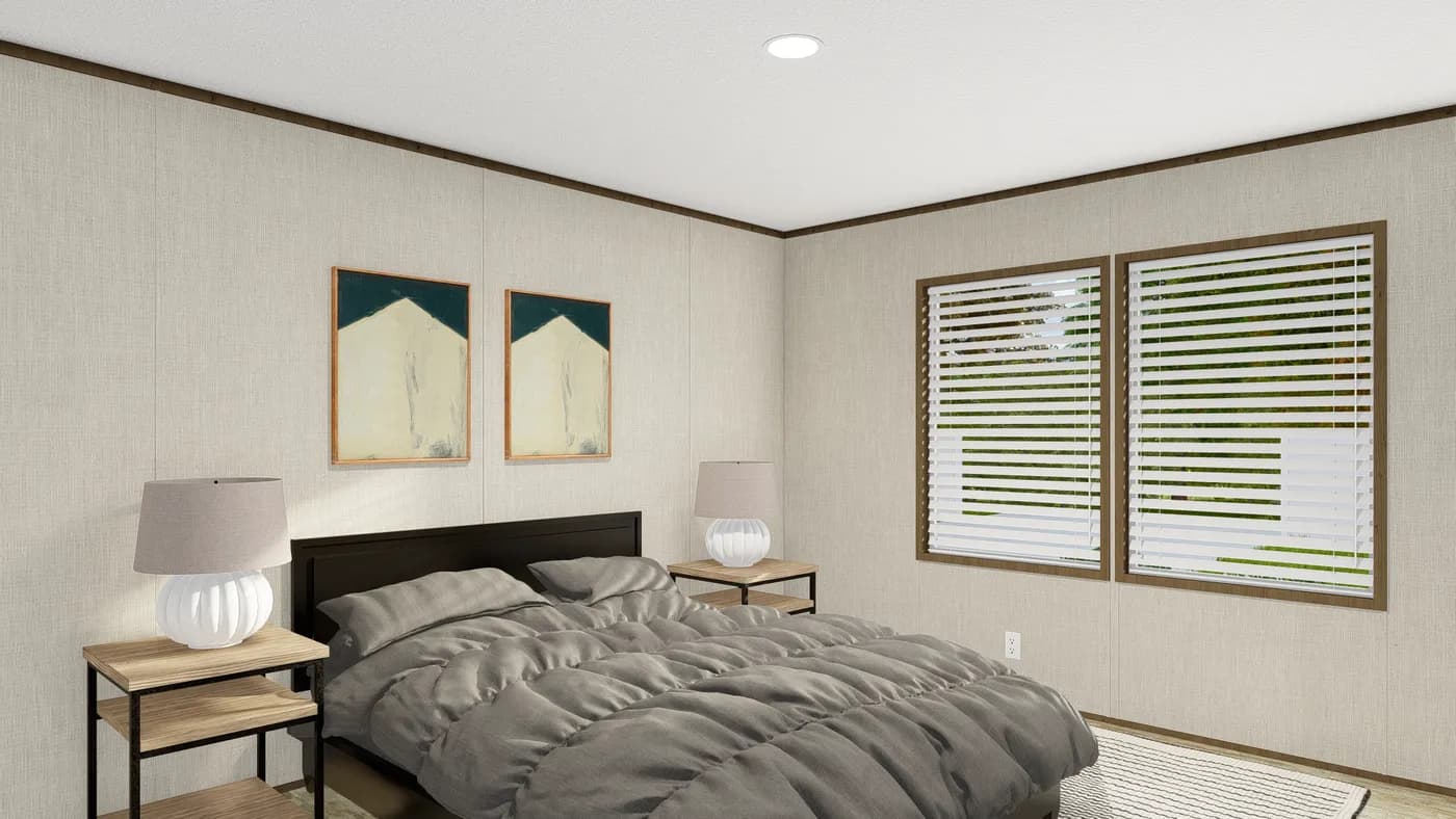 The GRAND LIVING 64 Bedroom. This Manufactured Mobile Home features 3 bedrooms and 2 baths.