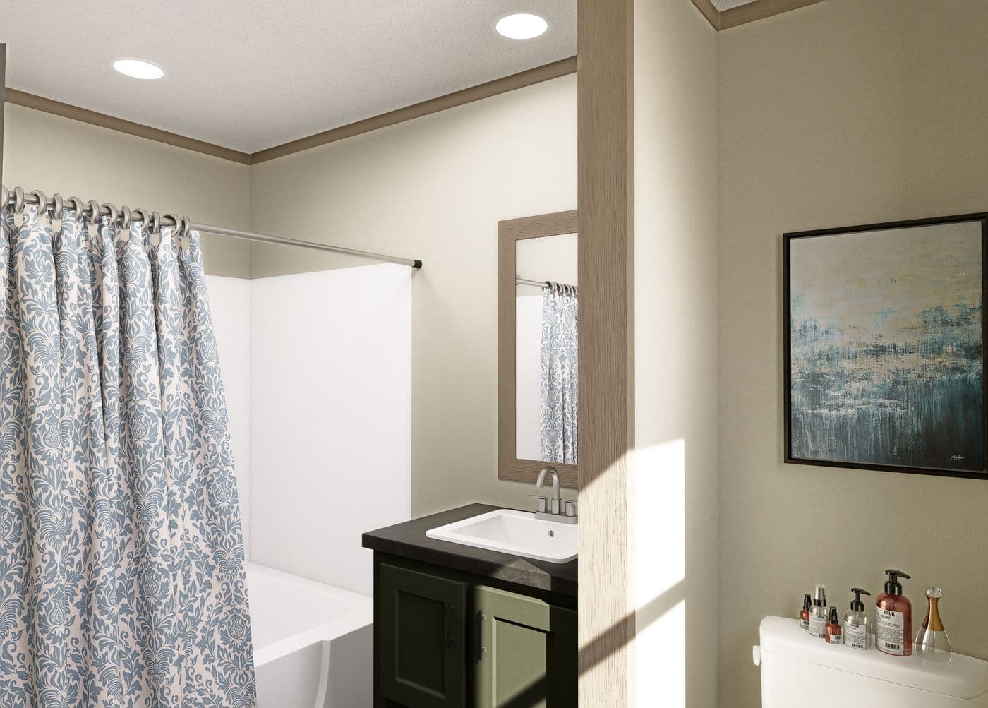 The CLARK Primary Bathroom. This Manufactured Mobile Home features 3 bedrooms and 2 baths.