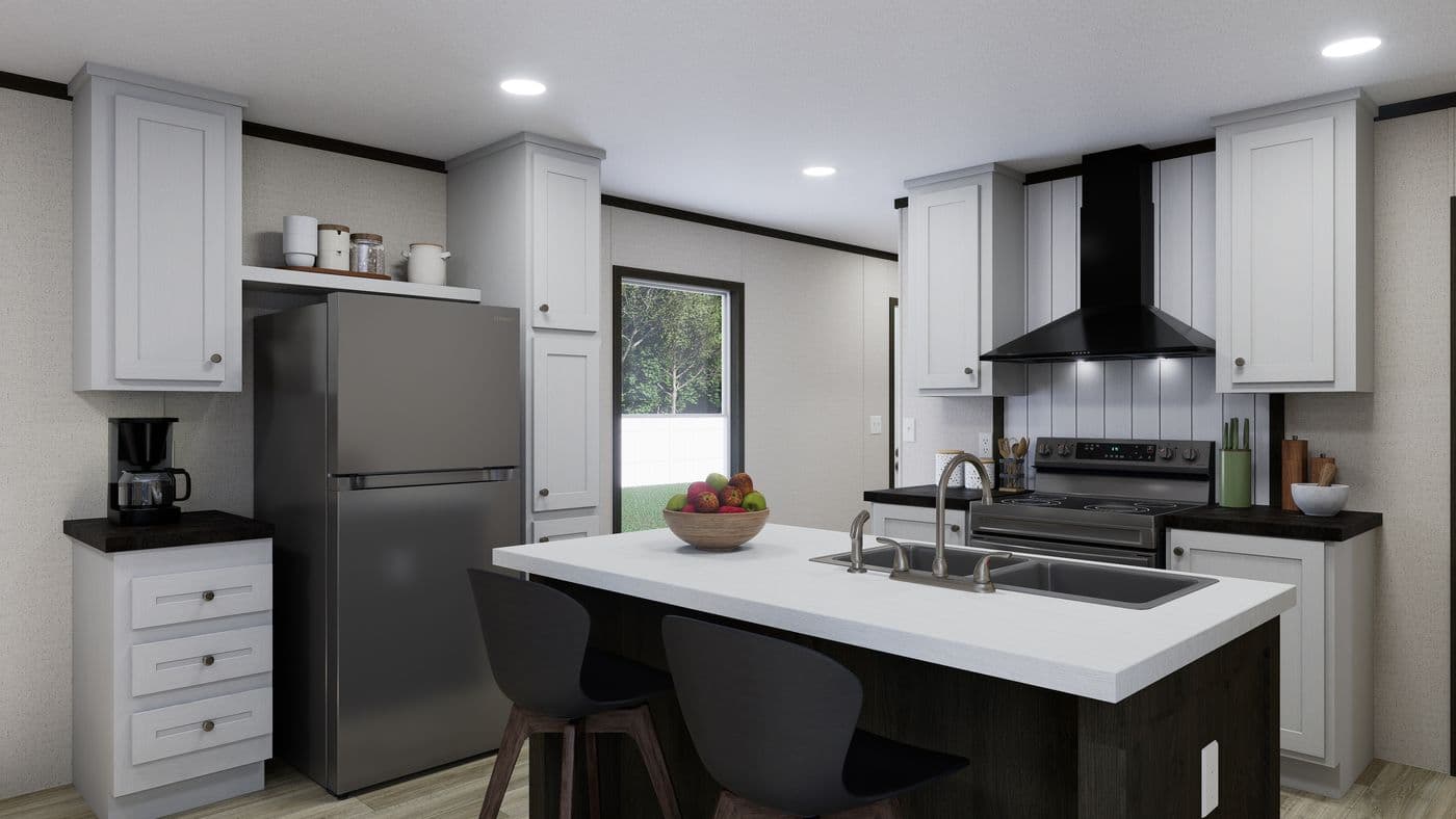 The RALLY Kitchen. This Manufactured Mobile Home features 3 bedrooms and 2 baths.