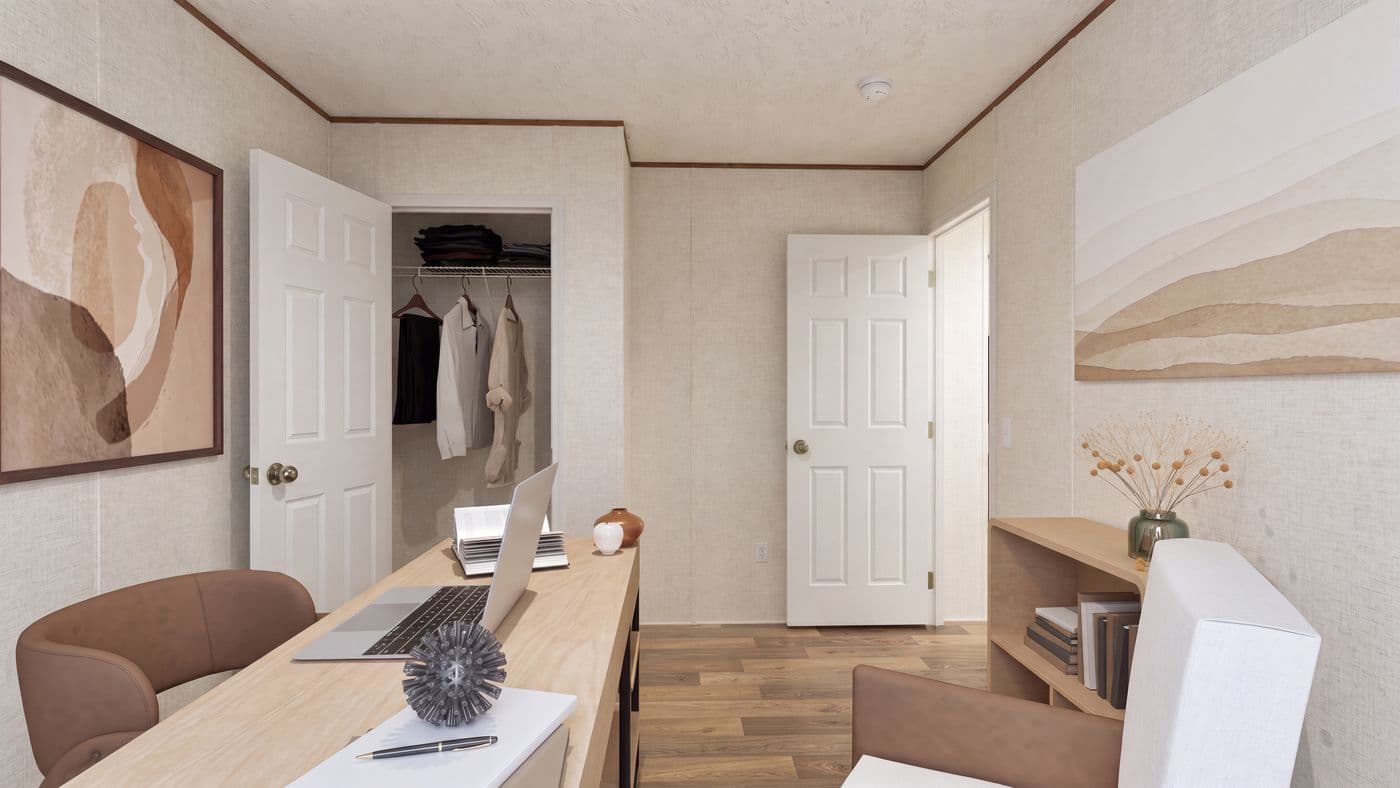 The OAK Bedroom. This Manufactured Mobile Home features 4 bedrooms and 2 baths.