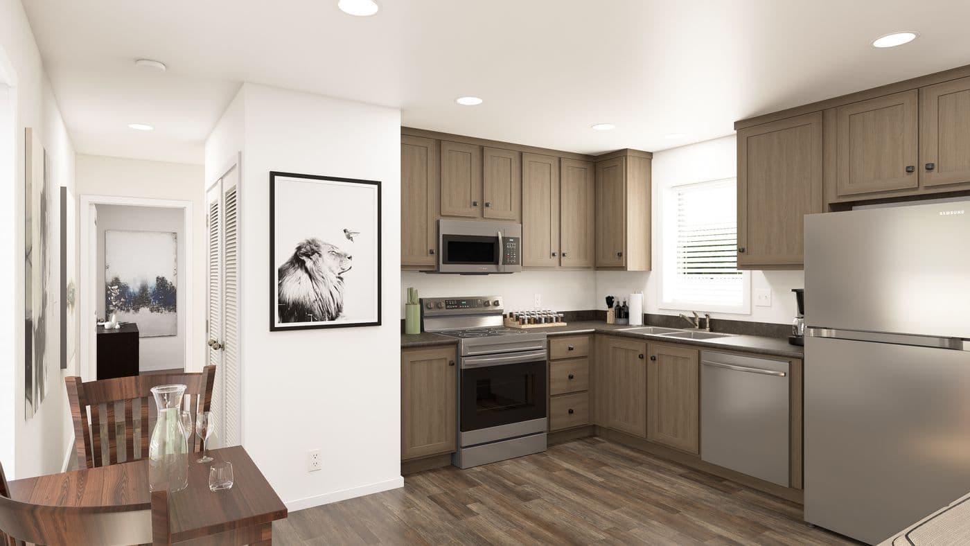 The DRM661N 1566'            DREAM Kitchen. This Manufactured Mobile Home features 3 bedrooms and 2 baths.