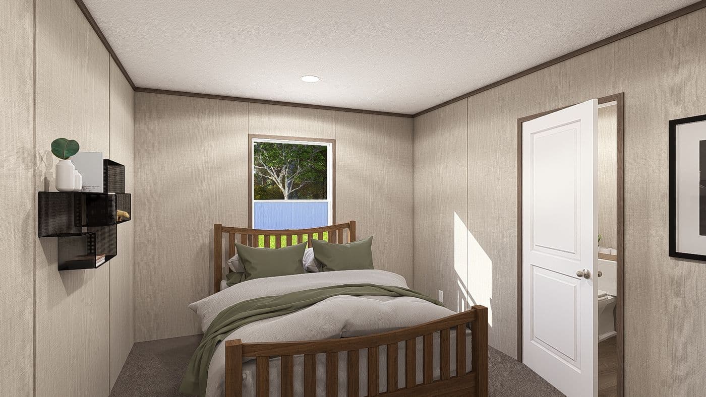 The LEGEND 14X66 Primary Bedroom. This Manufactured Mobile Home features 3 bedrooms and 2 baths.