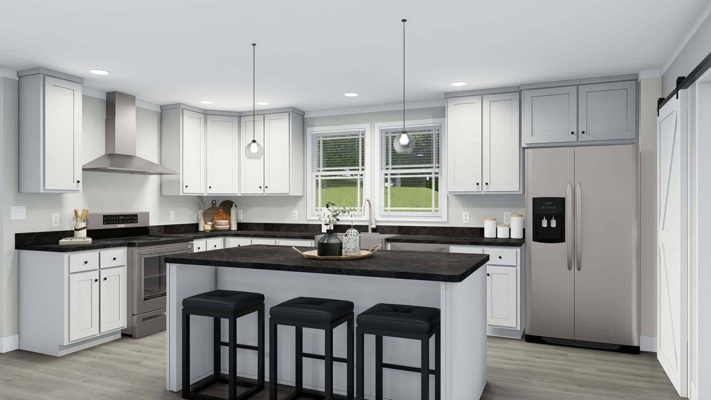 The THE BREEZE Kitchen. This Manufactured Mobile Home features 3 bedrooms and 2 baths.