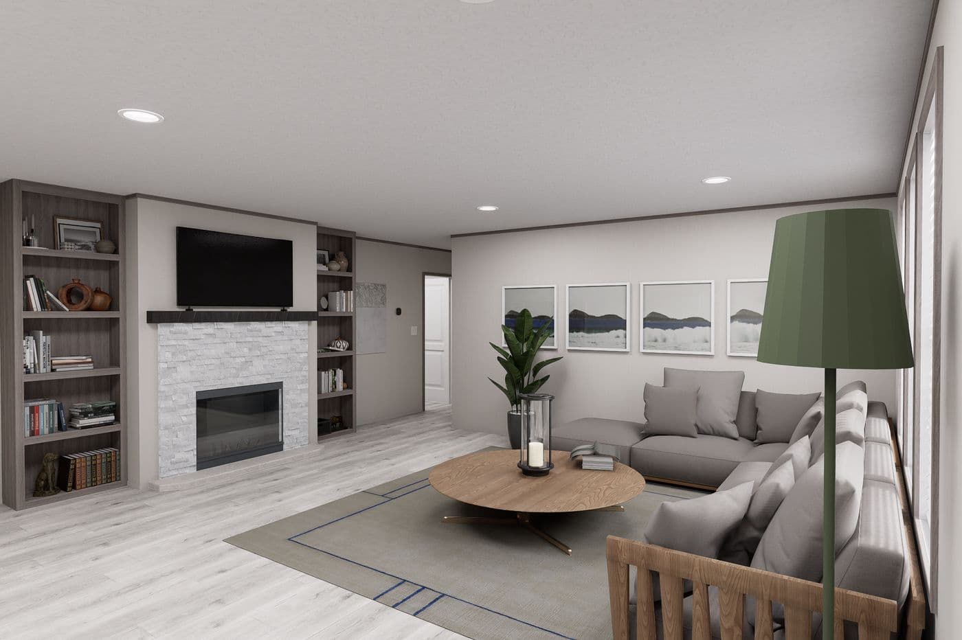 The DIAMOND Living Room. This Manufactured Mobile Home features 3 bedrooms and 2 baths.